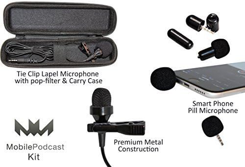 Premium Mobile Podcast Kit Including Premium Tie Clip Lavalier Lapel Microphone With Traveling Case