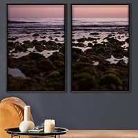 2 Piece Framed Canvas Wall Art Coastal Scenery Canvas Prints Home Artwork Decoration for Living Room,Bedroom - 16