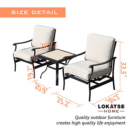 LOKATSE HOME Patio Dining Metal Square Table Outdoor Furniture With 2.1