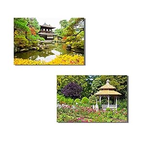 Wooden Gazebo in Colorful Spring Garden Wall Decor...