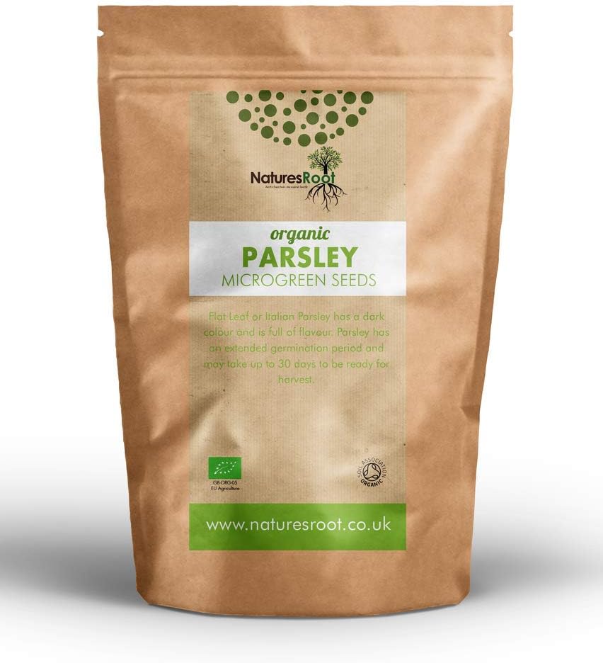 Nature’s Root Organic Parsley Microgreen Seeds 60g - Sprouting Microgreens | High Germination Rate | Fast Growing | 100% Organic | Kraft Pack