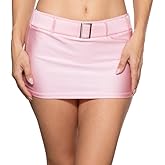 Pin Up Doll Low Rise, Stretchy and Belted Mini Skirt, Mini Skirts for Women, Women's Low Rise Micro Bottoms Small to XX-Large