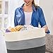 Modern Home & Co XXL Cotton Rope Basket 20X13.3 Woven Baby Laundry Baskets Storage Bins,Thread Hamper Decorative Clothes Wicker Bin With Long Handles Extra Large For Blanket,Pillows,Toy,Coiled Grey