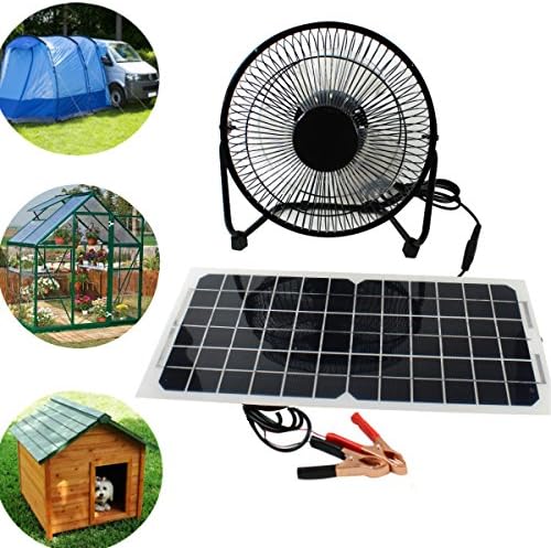 Peakstrom 10W 12V Solar Panel Powered USB Fan Ventilator for Camping Van Yacht Greenhouse Dog House Chicken Coop Air Moving