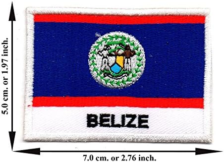 Belize Flag 1.97"x2.76" Appliques Hat Cap Polo Backpack Clothing Jacket Shirt DIY Embroidered Iron on / Sew on Patch