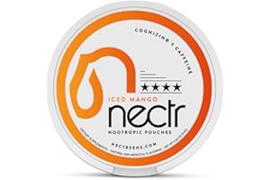 Nectr Energy Nootropic Pouches – Iced Mango Flavored, Caffeine Pouches with Cognizin® Citicoline. Sugar-Free Brain Treats. Smooth, Sustained Focus & Energy Supplement - 1 Puck of 16pcs