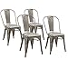Joveco Sheet Metal Frame Tolix Style Stackable Industrial Bar Chairs with Back - Set of 4 (Gunmetal) Wholesale Price