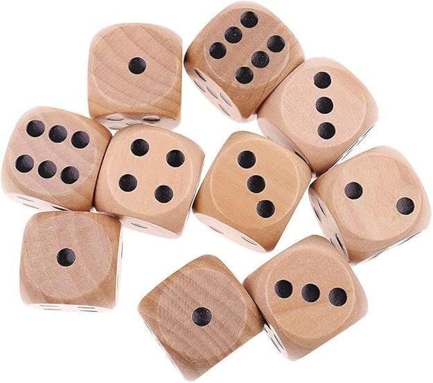 10Pcs Wooden D6 Dice Set, 20mm Round Corner, 6 Sided Gaming Dice for Adults Standard Game Dice