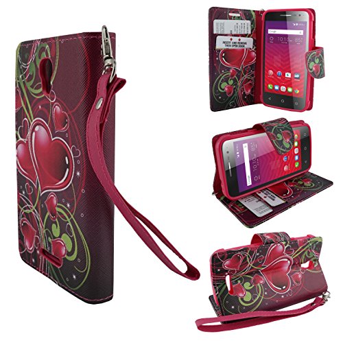 Alcatel One Touch Fierce XL Case (T-Mobile MetroPCS), Customerfirst PU Leather Luxury Flip Design Wallet Pouch Phone Case For Alcatel 5.5" XL (Cupid Hearts)