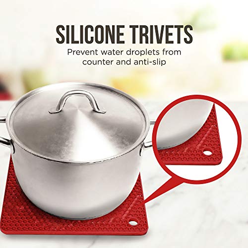 image for KITCHENATICS Silicone Trivet Mat Hot Pads: 4 Multi Purpose Pot Holders