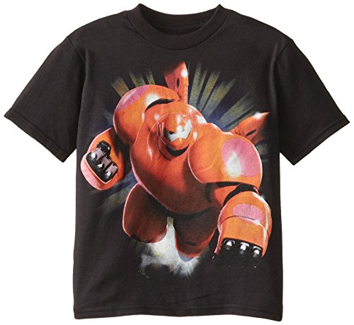 Disney Little Boys' Big Hero 6 Baymax-Hiro Short Sleeve T-Shirt, Black, 5/6