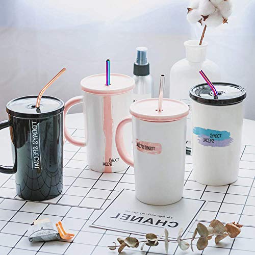 Multicolor Colorful Stainless Steel Straws, Reusable Drinking Straws Eco-Friendly Straight and Bend Straws for 20 30 OZ Yeti Tumblers Cups Mugs Cold Beverage with FDA (A, Multicolor)