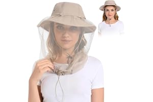 TIBEHA Mosquito Head Net Hat - Bug Cap UPF 50+ Sun Protection with Hidden Netting for Beekeeping Hiking Men & Women