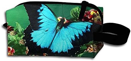 Beautiful Butterfly On Flower Portable Pencil Bag Coin Purse Pouch Stationery Storage Organizer Case Cosmetic Makeup Brush Holder With Durable Zipper For Students Office
