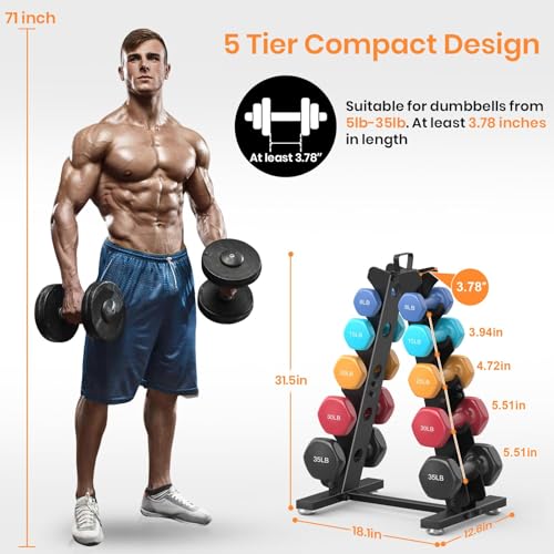 Dumbbell Rack Stand Only, Weight Rack for Dumbell Set, Home Gym Storage Stand, for Weights Metal A-Frame Strength Training Dumbbell Holder, with Handle, Dumbells not Included