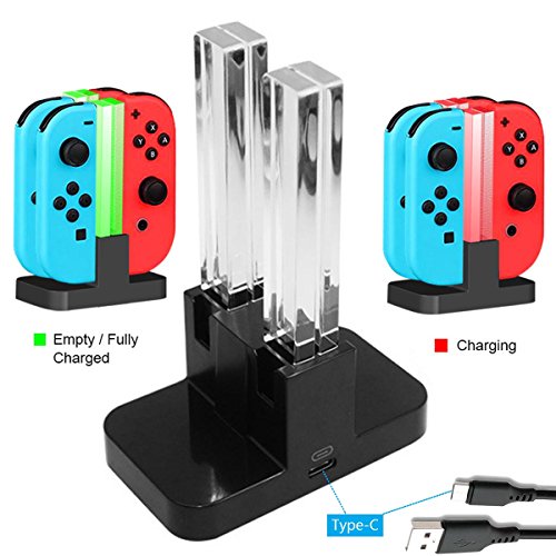 Whiteoak Joy-Con Charger, Switch Joy-Con Charging Dock Station Stand with LED Indicator, [Upgrade Version] with Free Type C Cable