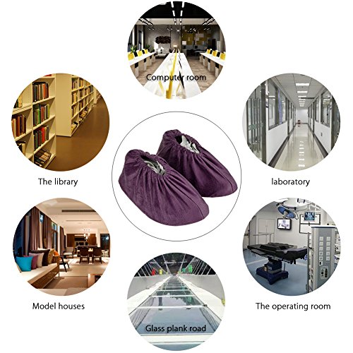 NKTM 5 Pairs Non Slip Washable Reusable Shoe Covers Thickened Boot Covers For Household, Dust-free Workshop, House-cleaning Fit 5.5-10 (US size) Coffee, Blue, Grey, Purple, Sapphire Blue - Thumbnail 6