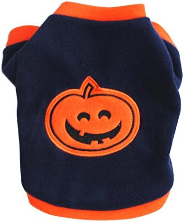 Lovejoy Store Pet Short Sleeve T-shirt, Halloween Pumpkin Pet Pattern Costume, Dog Pet Puppy Clothes Halloween Pumpkin Short Sleeve Apparel Cloth - XS/S/M/L Size Navy Blue XS