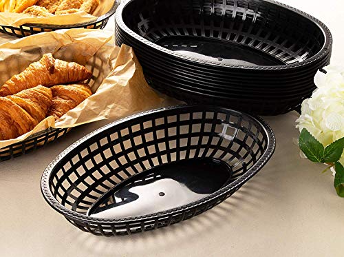 Juvale 12-Pack Plastic Oval Baskets for Fast Food Service, Restaurants and Deli, 9 x 6 x 1.5 Inches