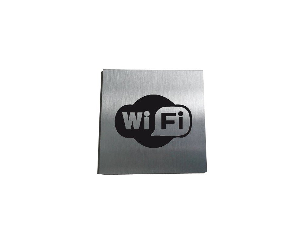 AUA SIGNALETIQUE - Plaque Alu Brossé WiFi - 130x130 mm