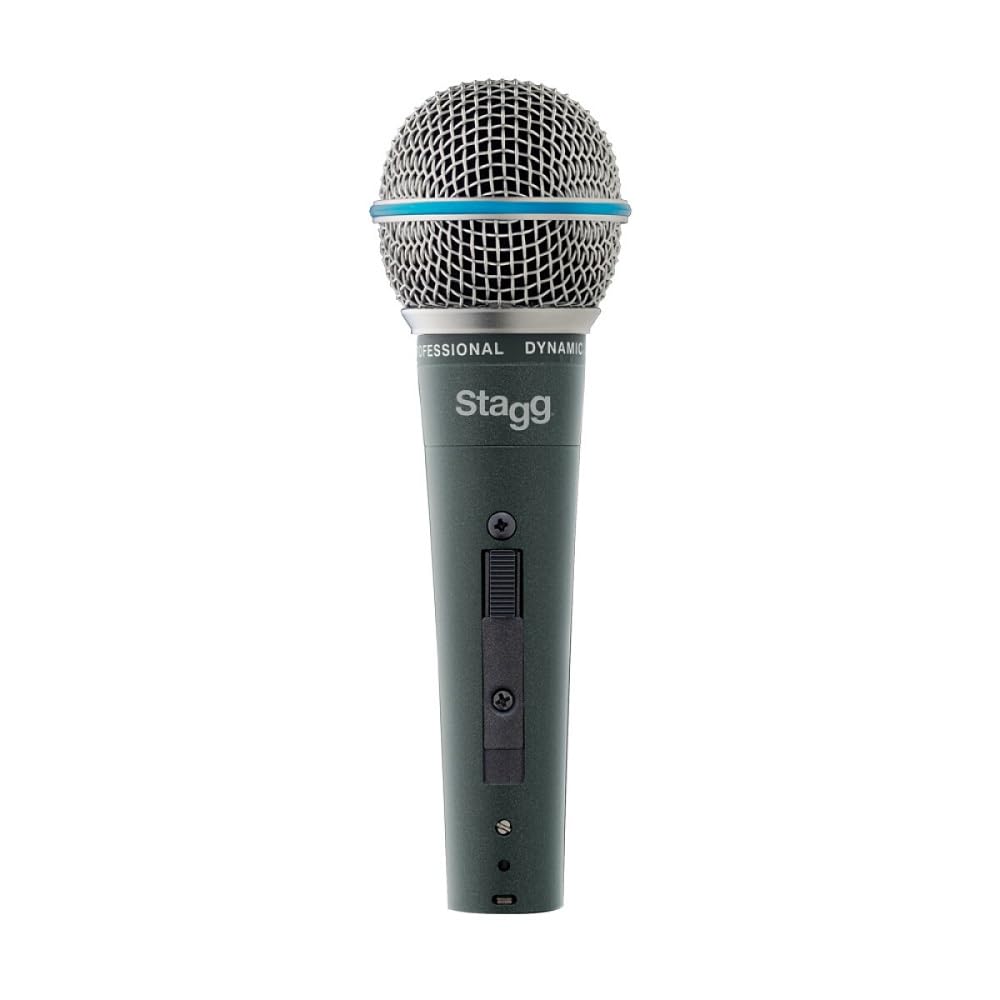Stagg SDM60 Professional Cardioid Dynamic Microphone, Spherical Mesh Grille / Pop Filter, 3-Pin XLR Connection, Vocal and Instrumental Microphone,