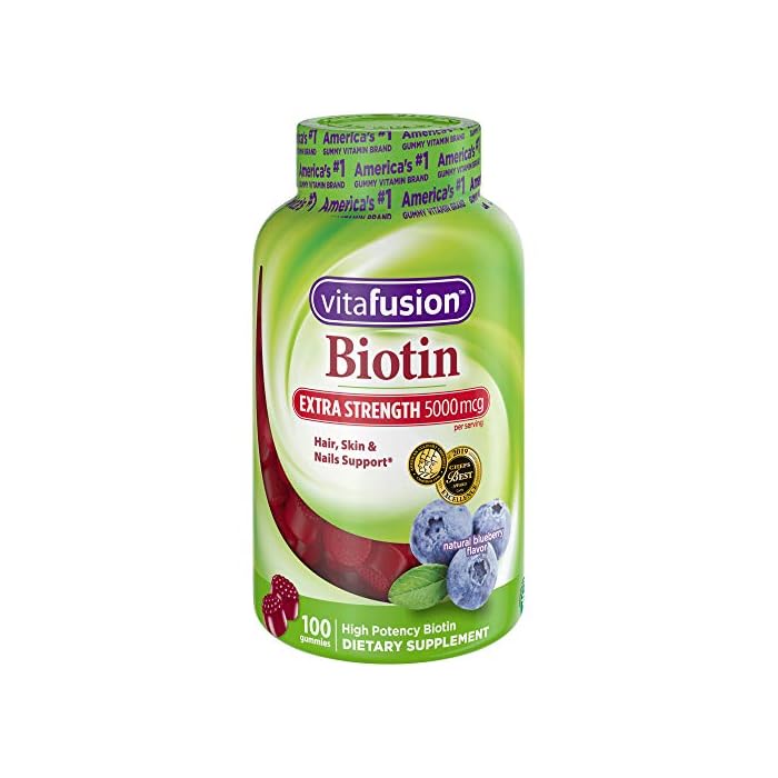 vitafusion Extra Strength Biotin Gummy Vitamins, Blueberry Flavored, 5,000 mcg Biotin Vitamins, America’s Number 1 Gummy…