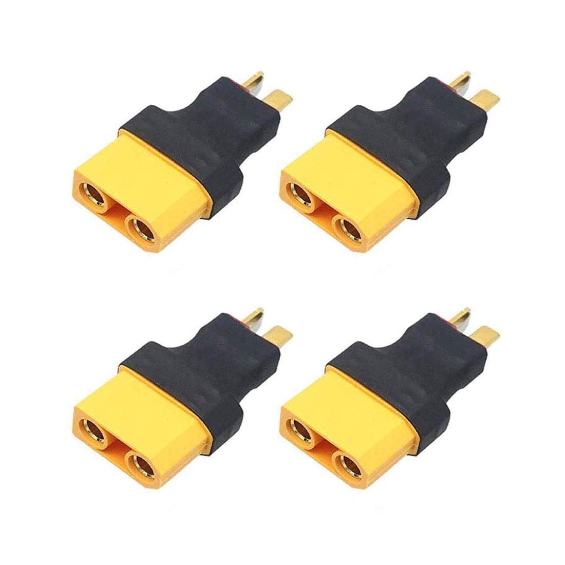 4PCS No Wires Female XT90 XT-90 Plug to Male Deans T Plug Adapter Connector Wireless Conversion for RC Lipo NiMH Battery Charger