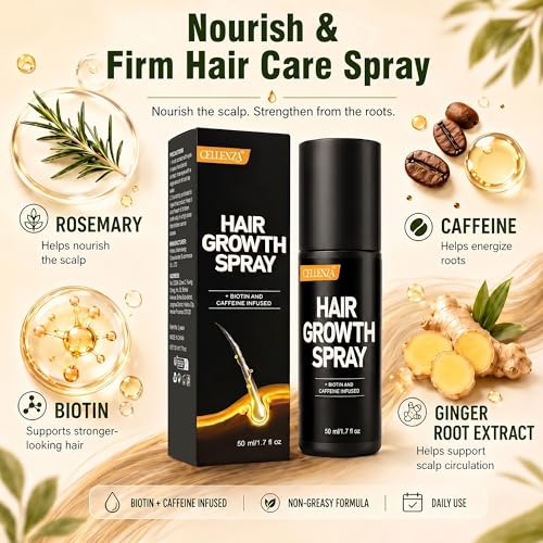 Hair Growth Serum for Women & Men, Hair Growth Spray with Rosemary & Biotin & Caffeine, Non-Greasy & Fast Absorbing Scalp Serum for Hair Thickening & Strengthening, 50ml