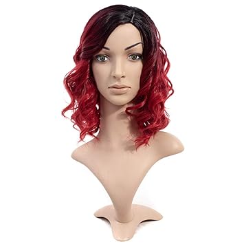 Amazon Com Newness Wine Red Ombre Wigs Short Bob Wavy Synthetic