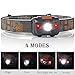 Waterproof LED Headlamp Flashlight- 4 Modes(White lights/ Red Lights and SOS)- Great for Reading Running, Hiking, Camping, Kids and More, Long Battery Life (3AAA Batteries Included)