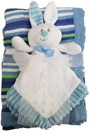 Blue Bunny Security Blanket Nunu 2 Piece Set Baby Gift Lovey for Newborns on Up Easter Basket Stuffers