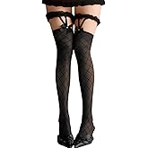 ShawGobow Bow Stockings,Plaid Patterned Sexy Thigh High Socks,Lace Garter Tights For Women
