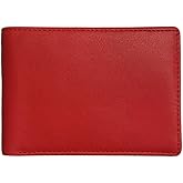 nxnworldwide Slim Bifold Wallet, Genuine Leather, Multiple Card Slots, Red