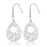 Hypoallergenic Surgical Steel Open Filigree Teardrop French Wire Dangle Earrings for Women