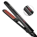 MARNUR Flat Iron Professional Hair Straightener Straightening Iron with Dual Voltage and 1 Inch 3D Floating Plate and Adjustable Temp for All Woman Men Long Short Dry Hair Types