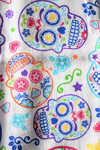 One Plastic Bag Holder, Sugar Skulls or Peace Signs,Retro Cool Metallic Peace Signs,Colorful Rainbow Colored Day of the Dead Bag Holders