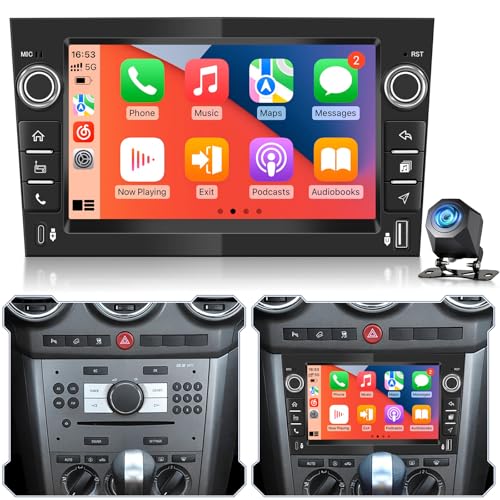 4+128GB Android Car Radio for Opel Corsa Astra Zafira Vivaro CarPlay Android Auto Wireless Touch Screen IPS GPS WiFi USB Bluetooth Plug & Play Radio + Rear View Camera