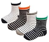 CHUNG Toddlers Little Boys Girls 4 Pack Cotton Crew Socks Stripe
