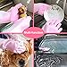 Wash Cleaning Gloves with Sponge Scrubbers, Rubber Scrubbing Gloves for Dishes, Reusable Silicone Scrubbing Gloves for Washing Kitchen, Bathroom,Car & More (Pink)