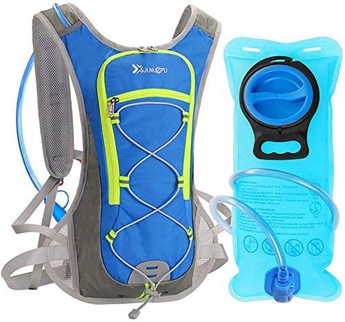 DeFe Hydration Backpack with 2L Water Bladder Waterproof Running Hydration Pack for Cycling Walking Hiking Climbing, Lightweight Water Rucksack for Women Men Kids with Chest Sizes 25"-45"