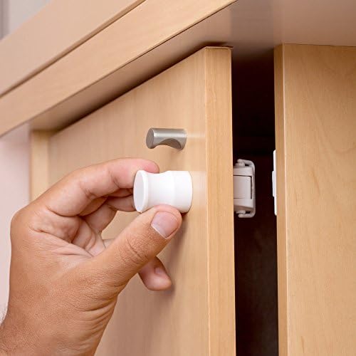 aZenvita Child Safety Magnetic Cabinet Locks, Hidden, No Drill Needed, 3M Adhesive Peel &amp; Stick, Baby Proof Cabinet Locks, Set of 4