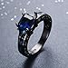 JunXin Princess Trillion &Radiant Cut Sapphire Blue Birthstone Black Gold Ring Size5/6/7/8/9/10/11