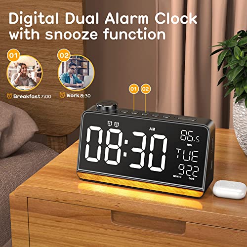 Dekala Alarm Clocks for Bedrooms 9" Large Display Digital Clock Radios for Bedroom Alarm Clock