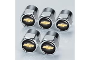PHIREE Tire Valve Stem Caps for Chevrolet Chevy, Decoration Accessory Tire Air Caps Cover for Chevrolet Chevy Silverado Colorado Tahoe Malibu Suburban Camaro Cruze Equinox Sonic, 5PCS (Silver)