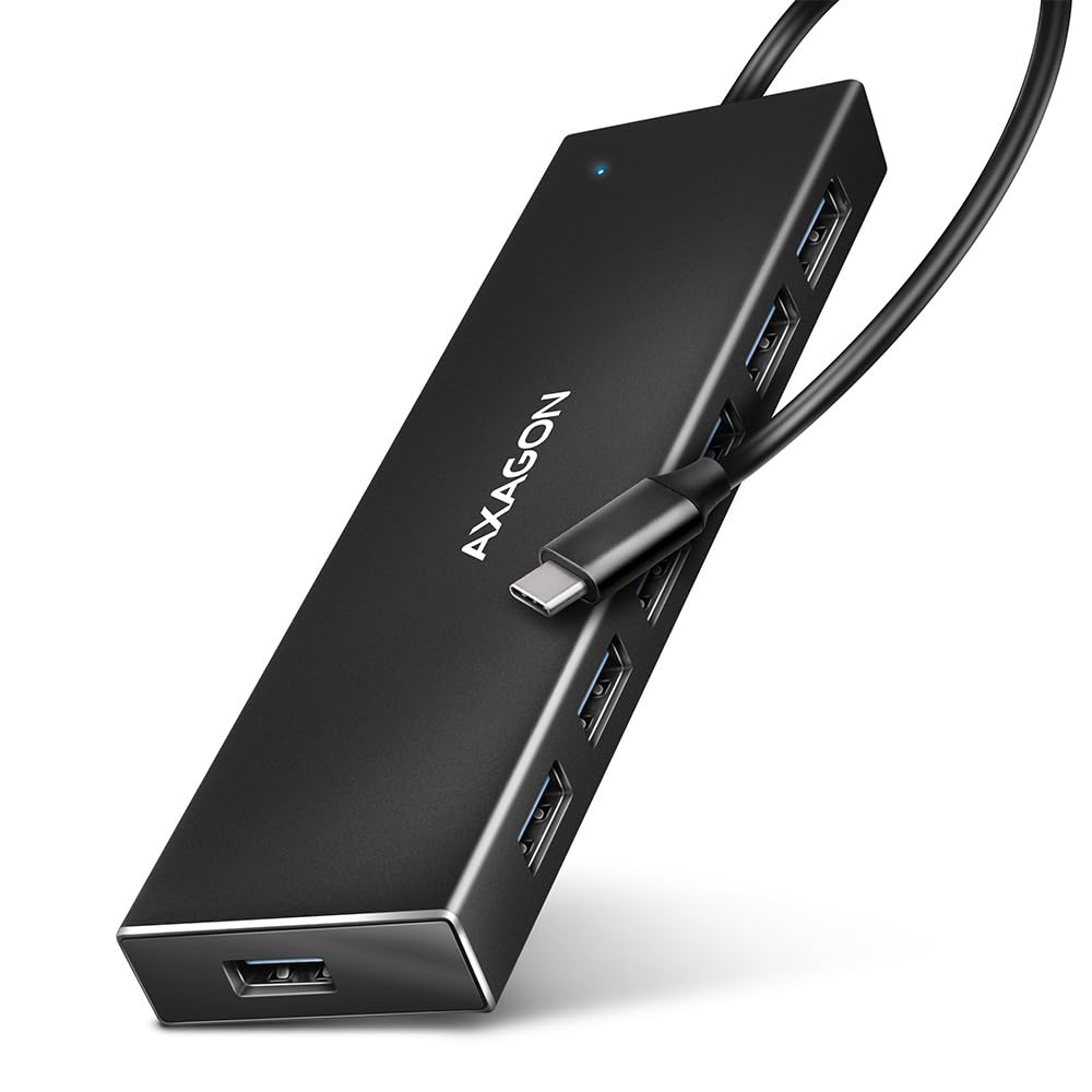 AXAGON HUE-F7A 7x USB 3.2 Gen 1 Aluminium Flat Hub, 30 cm USB-C-Kabel