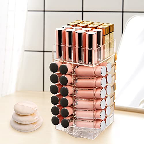 display4top Lipstick Holder, Acrylic Rotating 64 Lipstick Tower