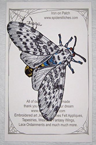 Giant Leopard Moth Eyed Tiger Moth Hypercompe Scribonia Iron on Patch Sew on Applique