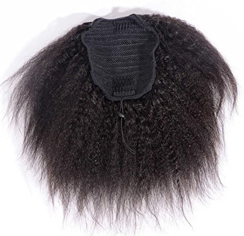 QDBeauty Hair Kinky Yaki Straight Ponytail Hair Extensions Human Hair Double Weft Brazilian Unprocessed Virgin Hair Clip ins(10inch)