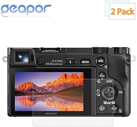 2x Sony Alpha A6000 / A5000 / A6300 / NEX-7 / NEX-3N / NEX-5 / NEX-6 / NEX-6L Tempered Glass Screen Protector, 2-PACK Geapor 9H Premium Clear Anti-Scratch 0.3mm Ultra-Thin
