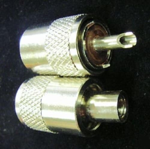 PL259 Connector Plugs 6mm Screw On & Solder Type. Brown Insulator. Twin Pack
